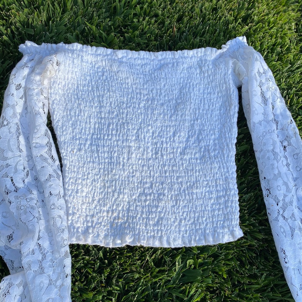Laced off the shoulder long sleeve